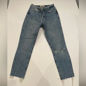 We The Free Jeans Women’s Size 26 Vintage Distressed Raw Hem Straight Button Fly